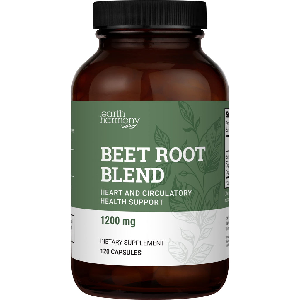 Earth Harmony Naturals Organic Beet Root Capsules 1200 mg - Beet Root Powder & Juice Blend Supplement for Men and Women - 120 Capsules