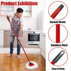 Spin Mop Replacement Head for OCeda EasyWring Microfiber Spin Mops, 2 Microfiber Mop Refills 4-Section 30-to-58 inch Mop Replacement Stick and 1 Base Combo Set (White(1 Tank System)