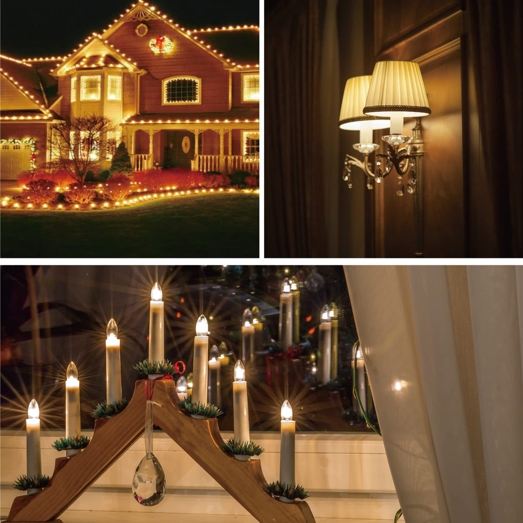 Meconard 6 Pack C7 LED Night Light Bulbs, E12 Candelabra Base, Warm White