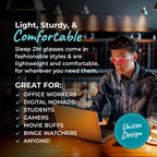 Sleep ZM 100% Wayfarer Classic Blue Light Blocking Glasses - Better Sleep Anti Eye Strain Protection - Computer Gaming Women Men - Crystal - 100% Max Protect Red Lens