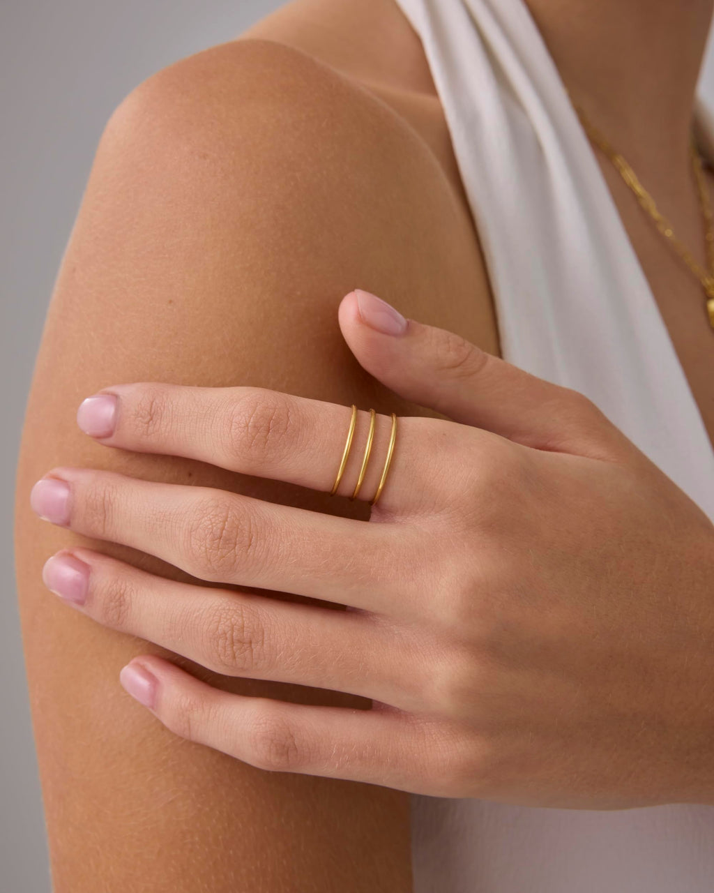 PAVOI 14K Yellow Gold Plated Stackable Thin Ring Set of 4