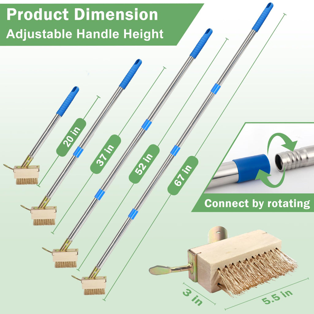 Juxifyron Crack Weeder, Moss Remover Tool, Manual Crevice Weeding Tool, Weed Puller Tool with 67-inch Long Handle for Deck, Paver, Patio, Walkway, Driveway - 2 Brush Heads 2026V