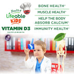 Lifeable Kids Vitamin D Gummies | Vitamin D3 1000iu | Great Tasting Vitamin D3 Gummies | D3 Vitamin for Strong Healthy Bones and Immune Support | Vitamin D for Kids, Boys, Girls | 90 Gummies