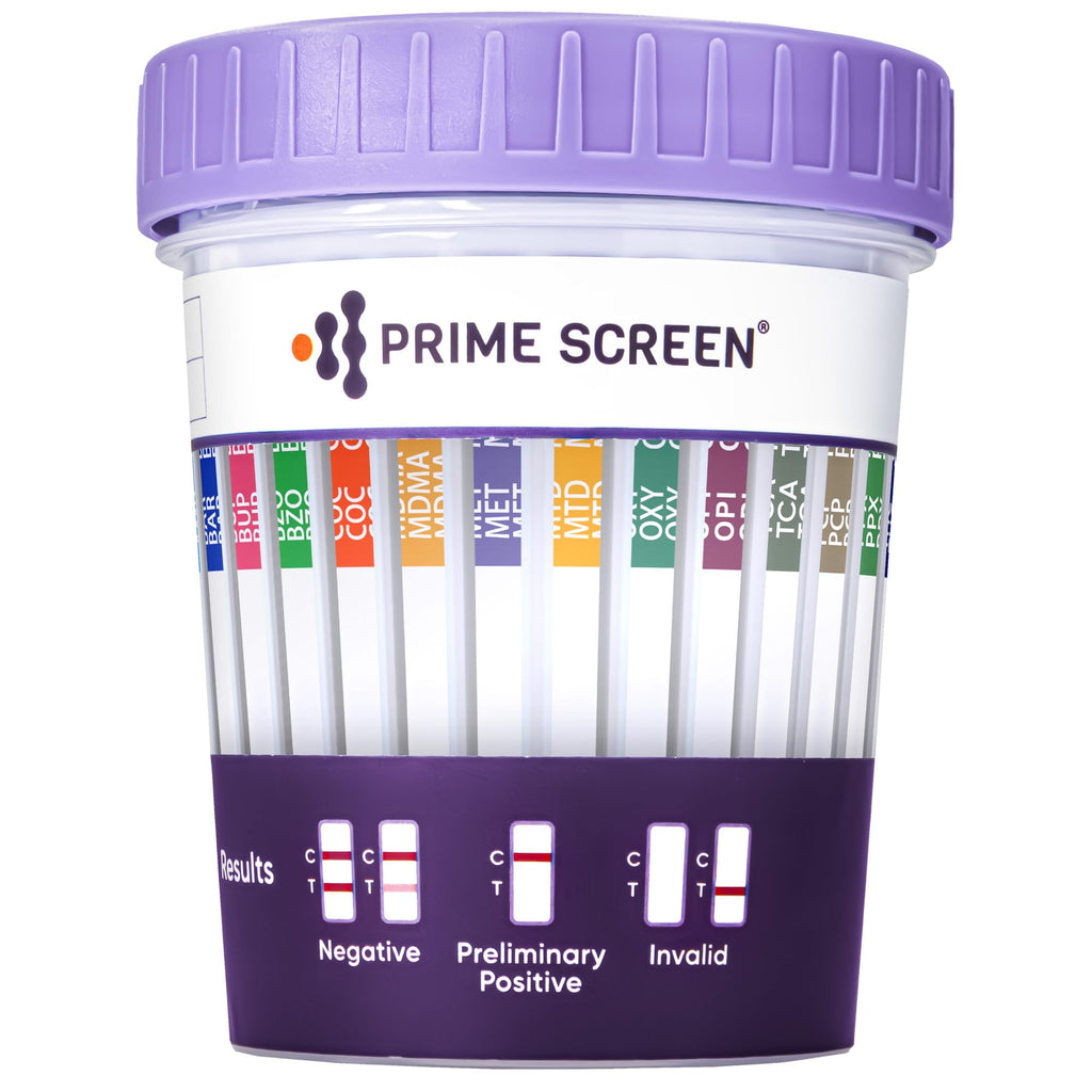 Prime Screen 14 Panel Urine Drug Test Cup - Instant Testing Marijuana (THC),OPI,AMP, BAR, BUP, BZO, COC, mAMP, MDMA, MTD, OXY, PCP, PPX, TCA [50 Pack]