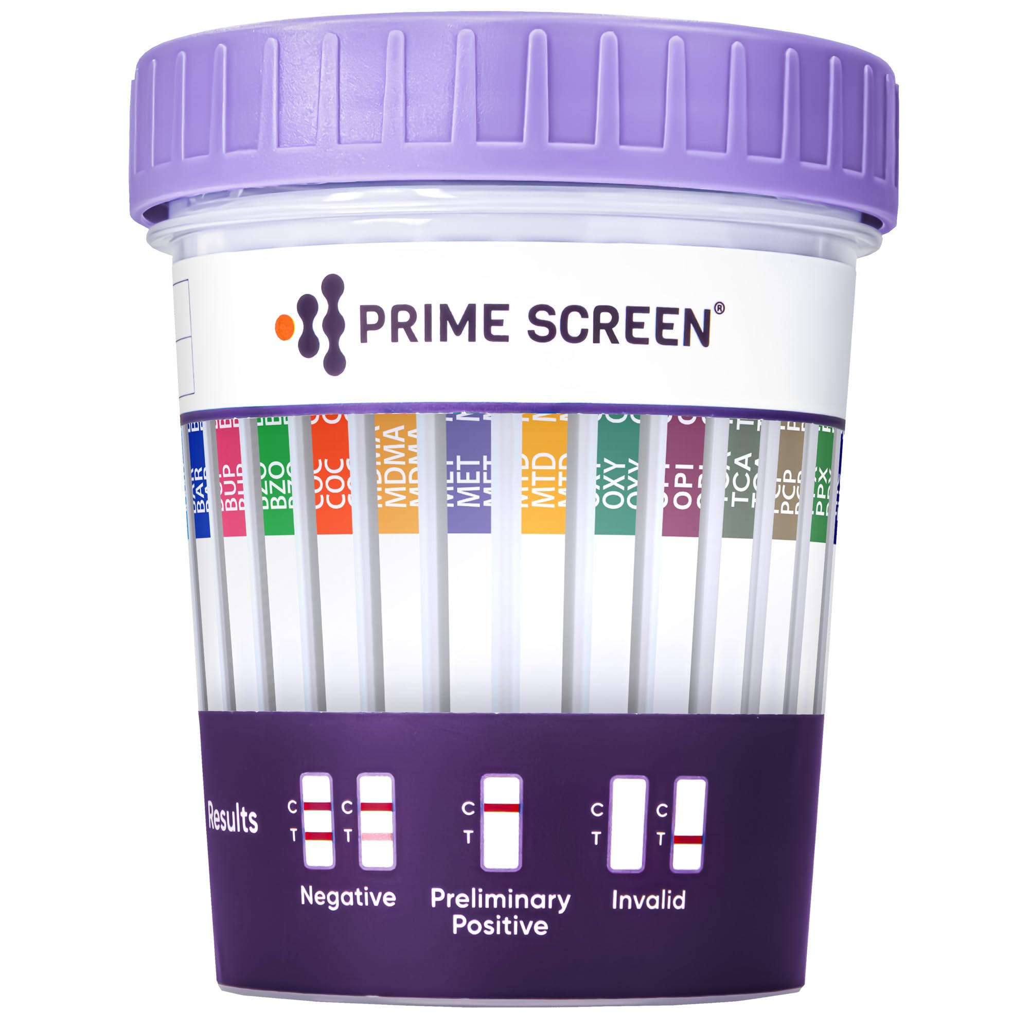 Prime Screen 14 Panel Urine Drug Test Cup - Instant Testing Marijuana (THC),OPI,AMP, BAR, BUP, BZO, COC, mAMP, MDMA, MTD, OXY, PCP, PPX, TCA [50 Pack]