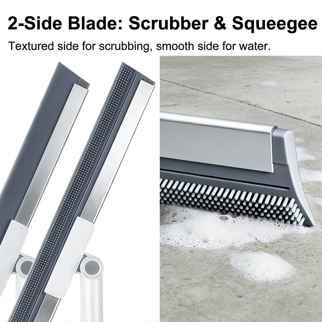 Purexa 19.7'' Large Floor Squeegee for Concrete Floor with 51''-58'' Telescoping Stainless Steel Handle, Squeegee Broom for Removing Water on Tile, Epoxy, Garage, Driveway, Patio