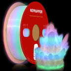 RepRapper Glow in the Dark White to Rainbow PLA Filament 1.75mm (+- 0.03mm) 2.2lb (1kg) for 3D Printer, White Material with Rainbow Multicolor Glow Effect