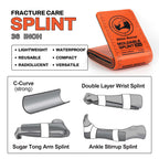 RHINO RESCUE 4-Size Moldable First Aid Splint Kit, Orange-Gray with Bandage
