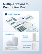 DREO Smart Ceiling Fan with Lights, 52 Inch, 12 Speeds & 3 Fan Modes, Stepless Color Tones, Dimmable LED Light, 12H Timer, Quiet DC Motor, Remote/APP/Alexa Control, Silver Ceiling Fans Indoor