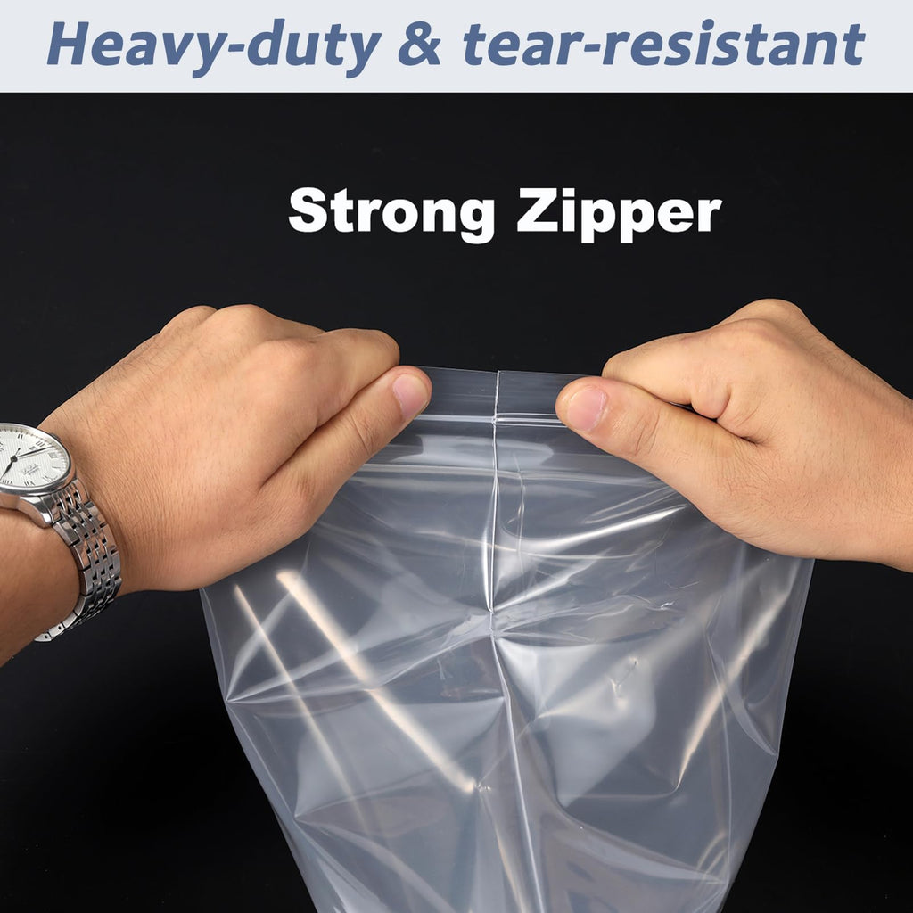 Foopama 20 PCS 12" x 18" Thick 5 Mil Clear Zip Poly Lock Plastic Bags Seal Reclosable Zip Bag Heavy-Duty Clothing T-Shirt Toys Snacks Zipper Bags