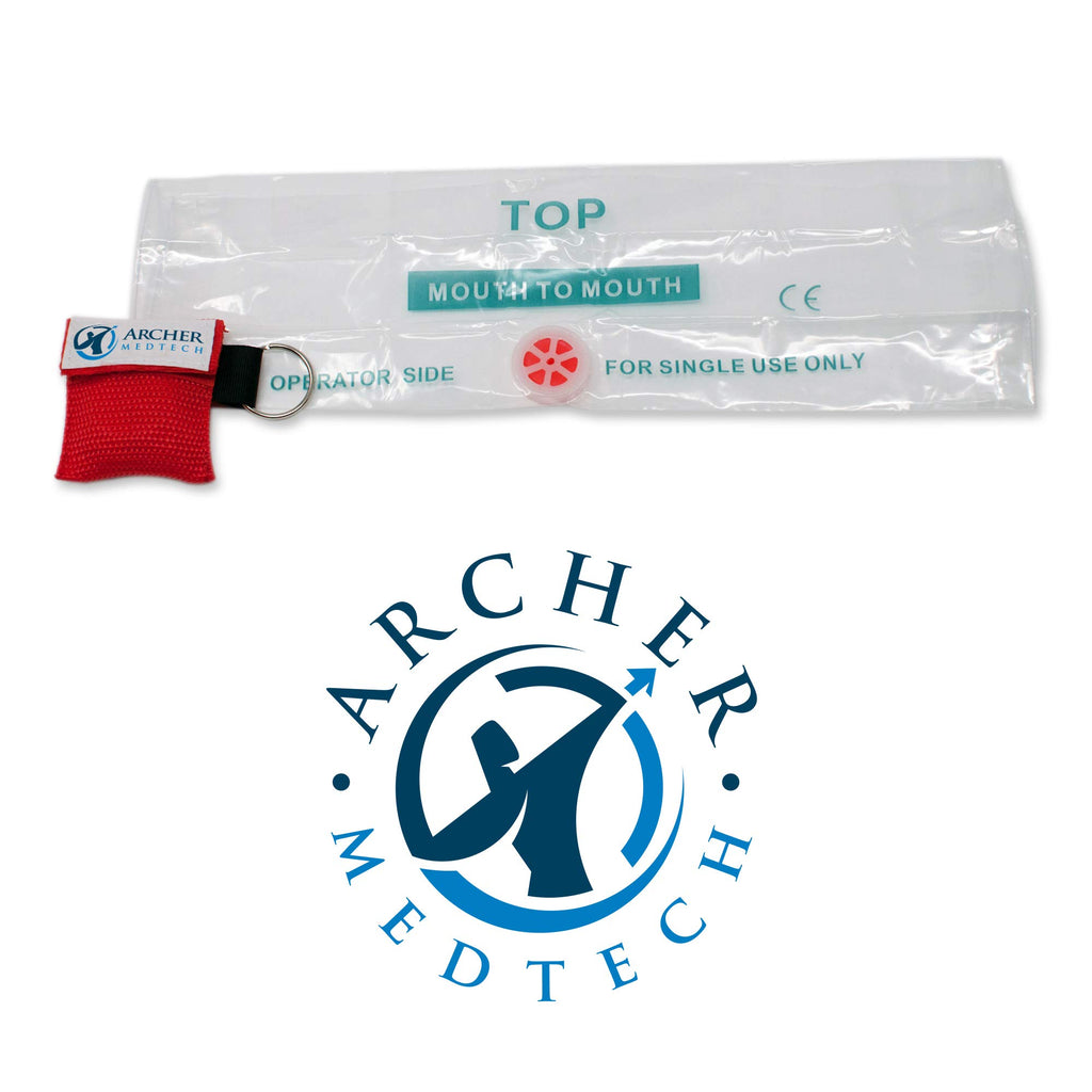 Archer MedTech CPR Keychain Face Shields with One-Way Valve, 50 Pack