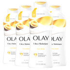 Olay Body Wash for Women, Ultra Moisture, 24hr Moisturizing, Hydrating & Refreshing, B3 Vitamin Complex, Free of Parabens & Phthalates, for All Skin Types, Shea Butter Scent, 22 fl oz (Pack of 4)