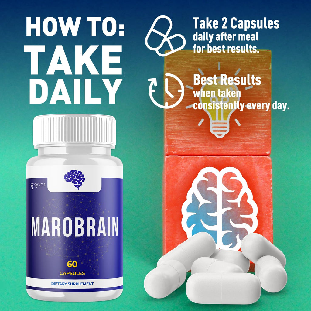 (3 Pack) Marobrain Capsules, Official Marobrain Pills with All Natural Ingredients, Advanced Formula Brain Health Support Supplement with Max Strength Premium Vitamins for Women & Men (180 Capsules)
