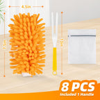 Nicemiya 8 Pack Reusable Duster Refills Compatible with Swiffer Hand Duster, Washable Microfiber 360 Heavy Duty Dusters Refills for Dusting Cleaning(Include 1 Handle & Laundry Bag)
