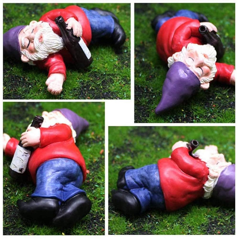 ZIXINMEI Funny Drunk Garden Gnomes 4PCS Mini Resin Figurines - Drunken Dwarf Statues for Outdoor Patio Yard Lawn Desk Decor, Waterproof Handcrafted Ornament Gift