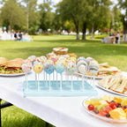 35-Hole Blue Cake Pop Stand with 100 Sticks, 100 Bags & 100 Gold Ties
