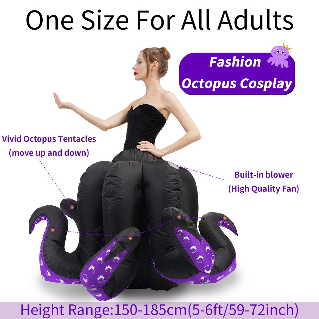 anroog Inflatable Costume Adult Octopus Costume Women Octopus Halloween Blow Up Costumes for Womens Cartoon Cosplay Party