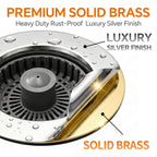 Blazeavian Solid Brass Body 3-in-1 Kitchen Sink Drain Strainer & Stopper, Heavy Duty Pop Up Plug Assembly with 2 Baskets, Anti-Clog Replacement for US Standard 3-1/2 Inch Drains, Rust-Proof Silver
