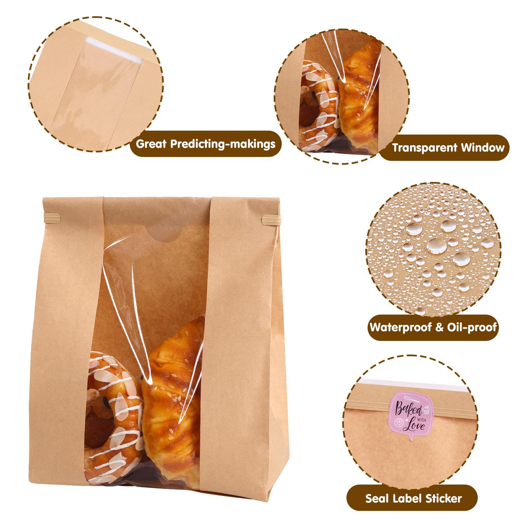 Moretoes 20pcs Bread Bags for Homemade Bread with Tab, 13.7x8.3x3.5In