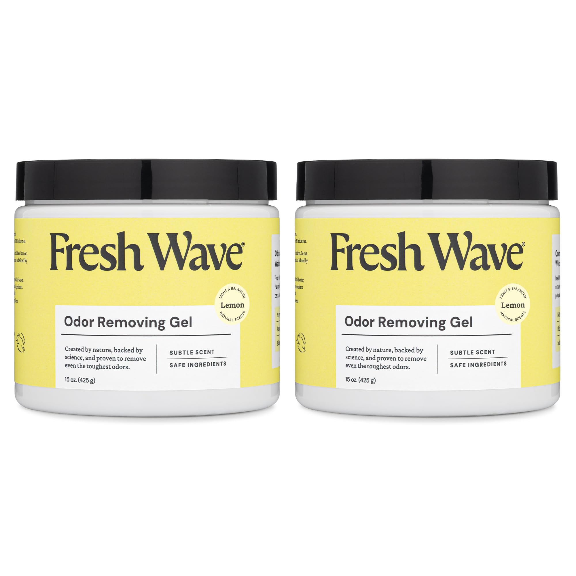 Fresh Wave Lemon Odor Removing Gel, 15 oz., Pack of 2 - Safer Odor Absorbers for Home, Natural Plant-Based Odor Eliminator, Every 15 oz. lasts 30-60 Days, For Cooking, Trash & Pets