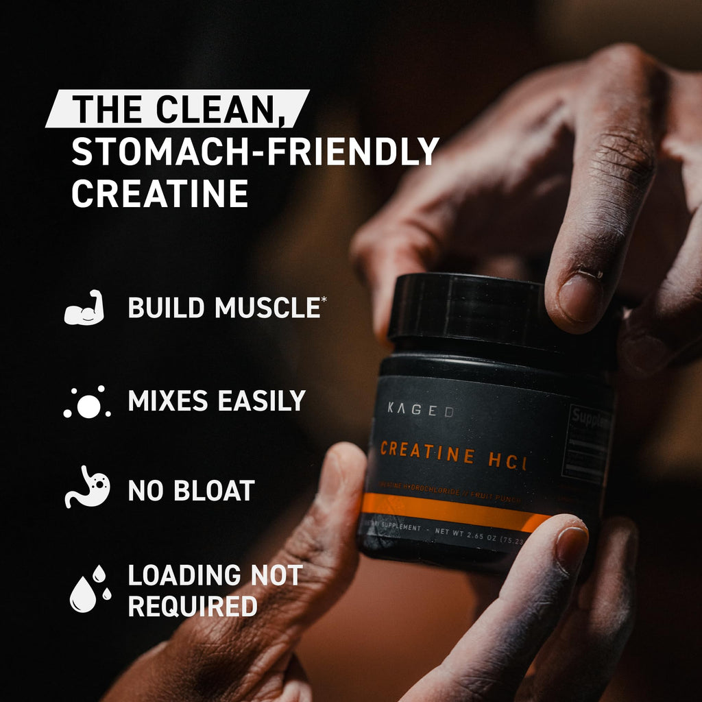 Kaged Creatine HCl Powder | 7X Concentrated vs Mono | Muscle Building & Recovery | High Absorption | No Bloating | Creatine for Men & Women | Vegan, Gluten Free | Fruit Punch | 75 Servings
