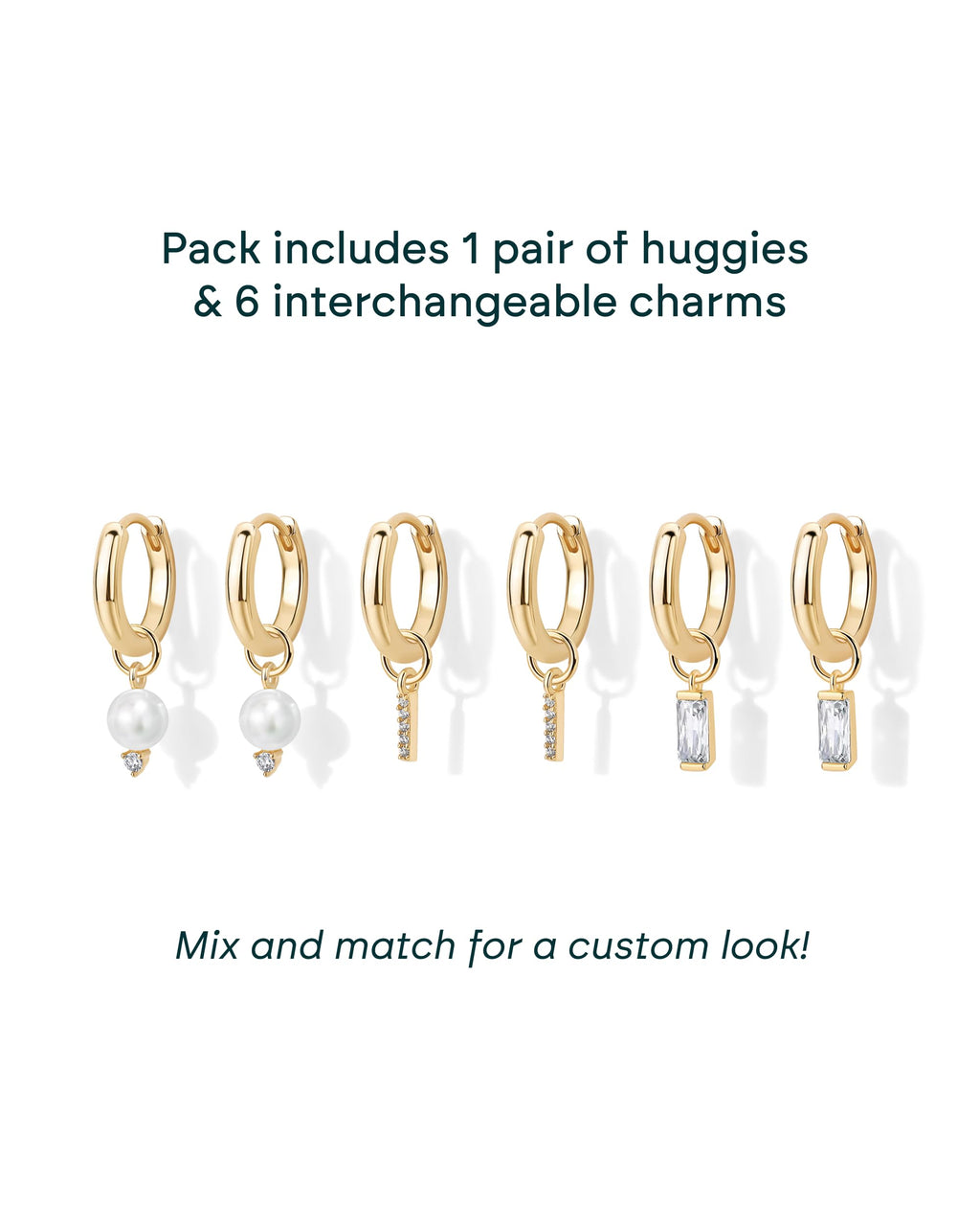 PAVOI Huggie Earring Set, Yellow Gold, Size 13.5 Millimeters, Pearl