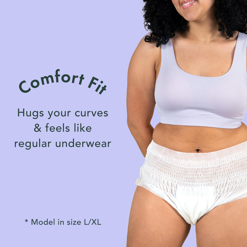 Rael Disposable Underwear for Women, Organic Cotton Cover - Postpartum Essentials, Leak Locker, Unscented, Maximum Coverage (Size L-XL, 12 Count)