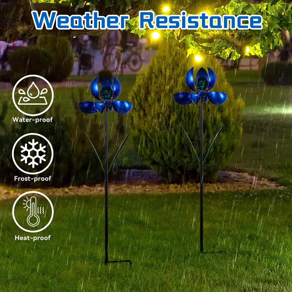 SATHGA Metal Wind Spinners Outdoor,2Pack Pinwheels for Yard and Garden, Decorative Garden Stakes for Patio,Lawn, Outdoor