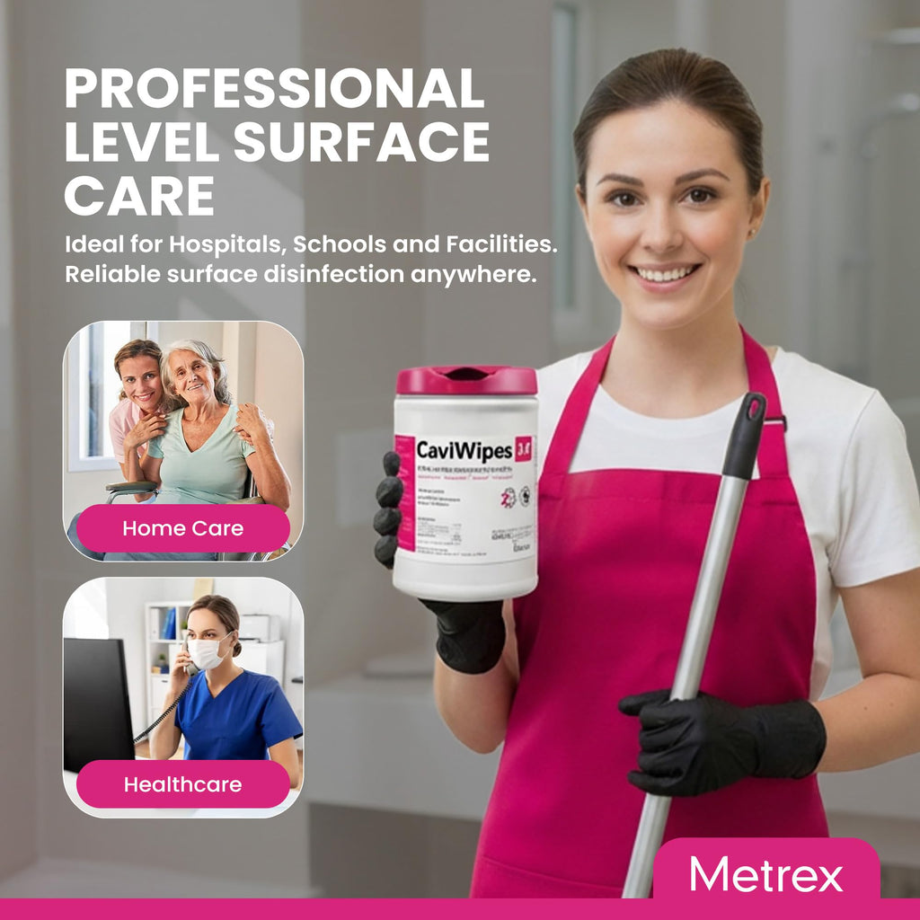Metrex – CaviWipes 2.0 Disinfecting Wipes for Healthcare, Dental & Clinical Use – Manual Pull, Pre-Moistened, Non-Sterile, Disposable 6" x 6.75" – 160 Wipes per Canister, 12 Canisters/Case