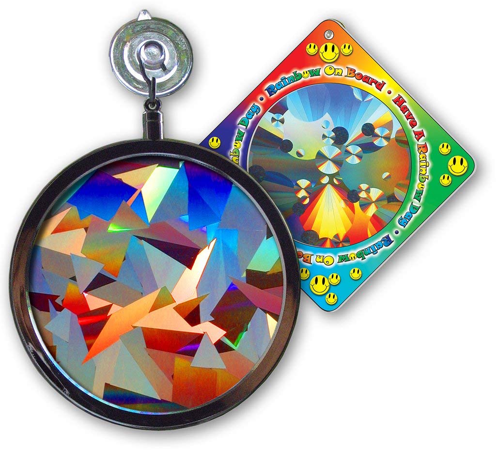 Rainbow Symphony- Rainbow Prism Suncatcher for Window, Crystal Pattern, Includes a Bonus Rainbow on Board Sun Catcher, Made in USA