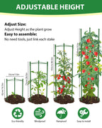 MYMULIKE 6 Pack Tomato Cages for Garden, 51in*13in Adjustable Tomatoes Plant Stakes Support Cages Trellis, Garden Trellis for Vegetable Flowers Fruits Climbing Plants- 20 Binding Wires Included