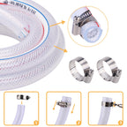 DERPIPE Soft Braided PVC Tubing - 5/8" x 7/8" OD High Pressure Clear Flexible PVC Tube Reinforced Vinyl Hose for Water, Oil with 2pcs Hose Clamps (10Ft)