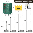 Rake for Leaves - 25 Tines Heavy Duty Metal Rake Set with Leaf Scoops & 53 Gallon Bag, Adjustable 67.5" Garden Rake, 3-in-1 Tool for Yard Pine Needle Grass Cleanup