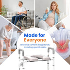 Raised Toilet Seat with Handles - Width & Height Adjustable Toilet Seat Risers for Seniors, Heavy Duty Handicap Toilet Riser, Fit Any Toilet, Up to 400lbs