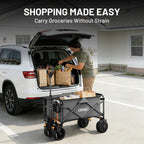 Litheli Electric Collapsible Wagon Cart with Brakes, 100L Grocery Cart with Wheels,Easy to Carry Folding Wagon for Camping, Gardening, Shopping