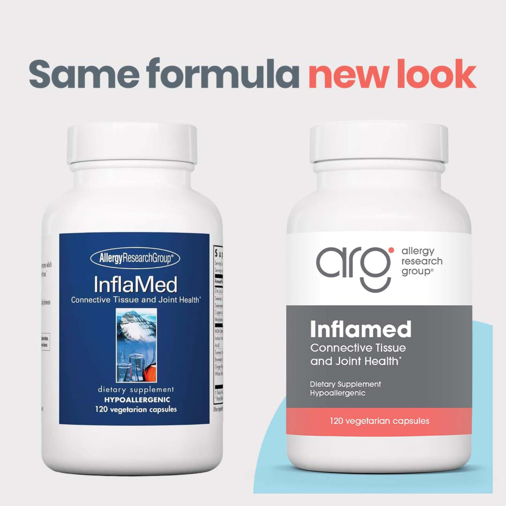 Allergy Research Group InflaMed - Connective Tissue & Joint Support Supplement - Synergistic Herbal & Enzyme Complex - Includes MSM, Turmeric, Boswellia & Bromelain - 60 Servings - 120 Capsules