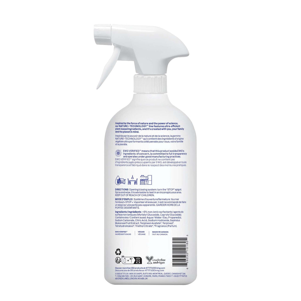 ATTITUDE All Purpose Cleaner Spray, EWG Verified, Vegan, Made with 94% Plant-Based Ingredients, Streak-Free for Kitchen, Bathroom, Glass & More, Citrus Zest, 27.1 Fl Oz (Pack of 3)