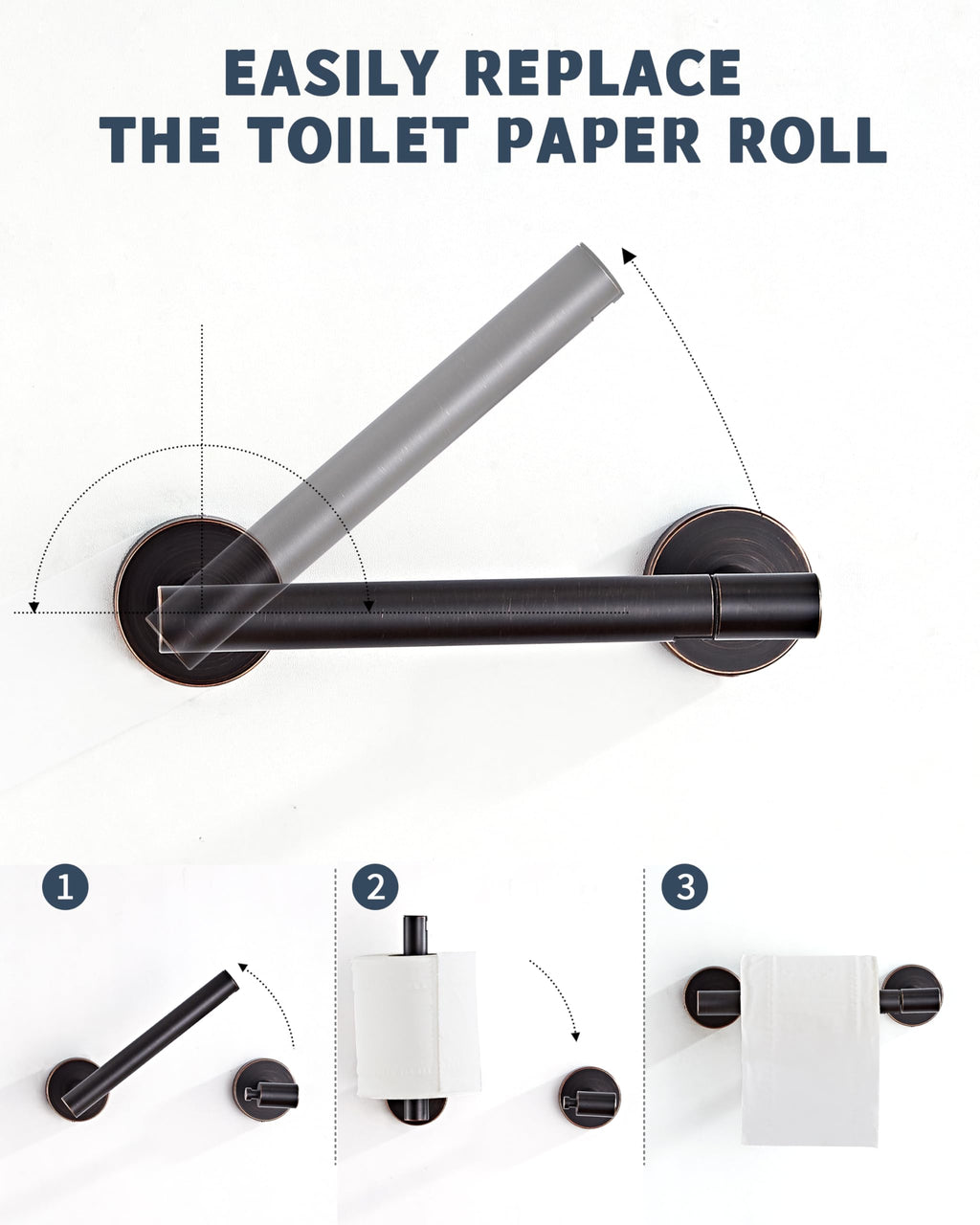 RARXTR Bronze Toilet Paper Holder SUS304 Stainless Steel Double Post Pivoting Toilet Paper Roll Holder Wall Mounted Toilet Tissue Holder for Commercial Bathroom RV Oil Rubbed Bronze