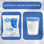 Sterile Specimen Cups with Lids 4oz Clear Urine Collection Cup with Leak Proof Screw On Covers - Individually Bagged 3 inch Specimens Jars – for Safe Pee, Stool, Semen Sample Testing (600)