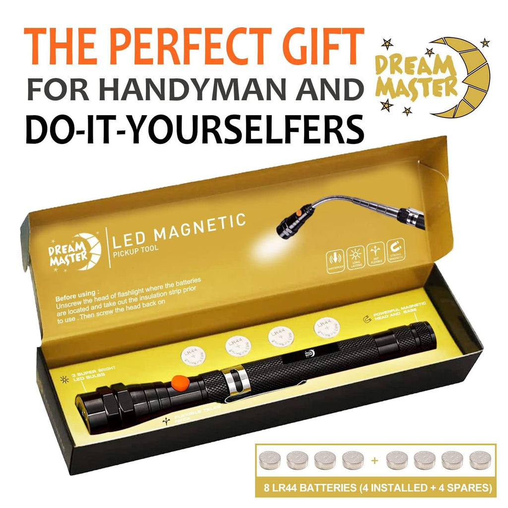 Dad Gifts, Magnetic Pickup Tool Telescoping Magnet Flashlight, Fathers Day Gift, Birthday Gifts for Men, Dad, Father, Women, Him, Teen Boys, Mechanic, Boyfriend, Graduation Gifts, Black