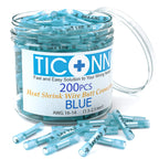 TICONN Blue 200PCS Heat Shrink Butt Wire Connector Kit, Insulated Waterproof Electrical Wire Crimp Terminals Butt Splice for Marine Automotive (Blue 200PCS)