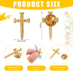 Yinkin 50 Pcs Cross Pins Bulk Jesus Lapel Pins Christian Memorial Gift for Men Women Chaplain Church Prayer (Gold,Retro Style)