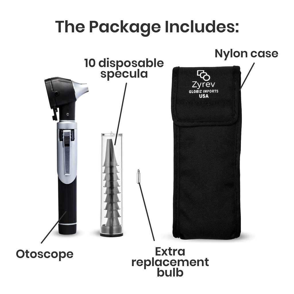 Zyrev ZetaLife Otoscope - Ear Scope with Light, Ear Infection Detector, Pocket Size (Gray Color)