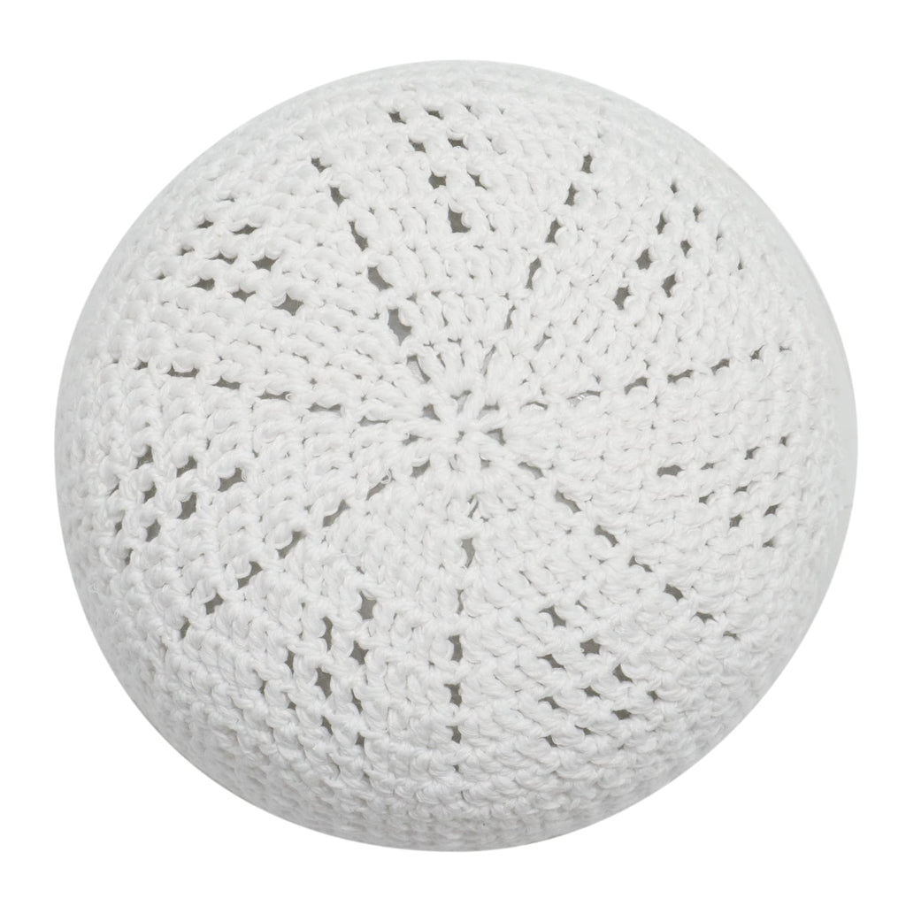 White Kufi Hat Tight & Loose Weave Mix Crocheted Comfortable 100% Cotton Muslim Prayer Cap Kufi Topi Skull Cap (M)