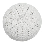 White Kufi Hat Tight & Loose Weave Mix Crocheted Comfortable 100% Cotton Muslim Prayer Cap Kufi Topi Skull Cap (M)