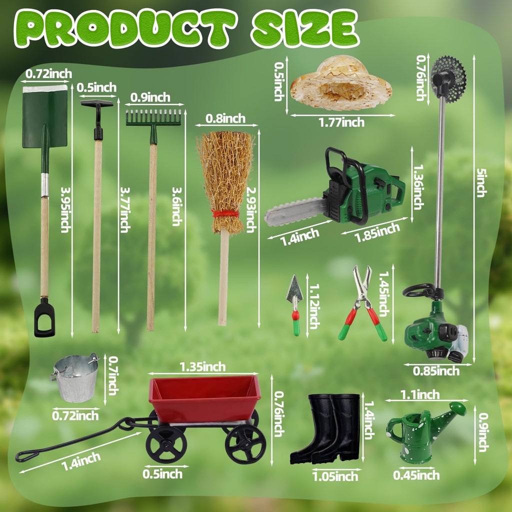 14 Pcs Miniature Fairy Garden Accessories 1/12 Miniature Gardening Tools