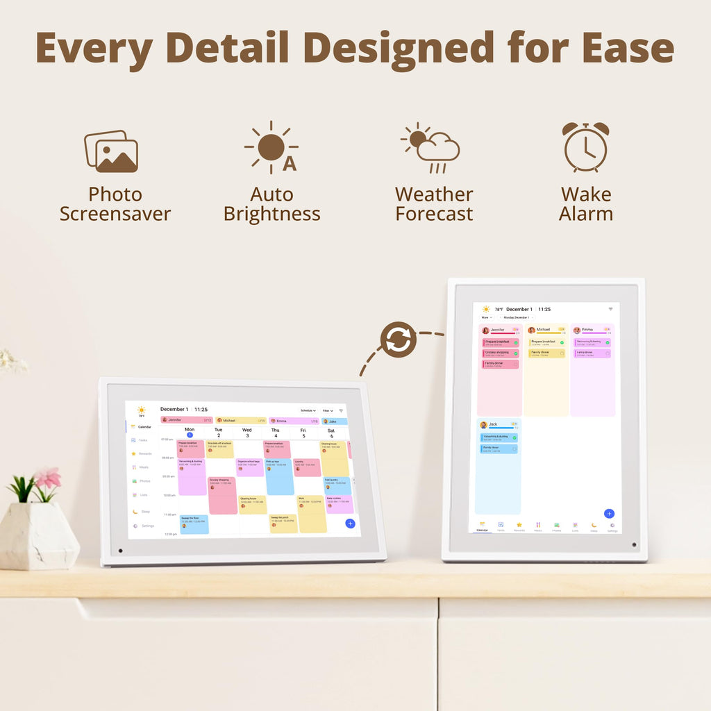 Dragon Touch 10.1 inch Digital Calendar Chore Chart – Interactive Touchscreen, Smart Family Planner, Hearth Display Desk Digital Calendar Best Gifts for Christmas, Wedding, Mom
