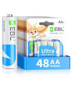 EBL AA Batteries 48 Pack Alkaline Double A Batteries Ultra Long-Lasting, 10-Year Shelf Life, Leakproof Design 1.5V AA Battery for Household and Office Devices