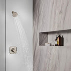 Moen Genta LX Brushed Nickel Pressure Balancing Eco-Performance Modern Shower Trim Including Showerhead, Shower Handle, and Tub Spout (Posi-Temp Valve Required), T2473EPBN