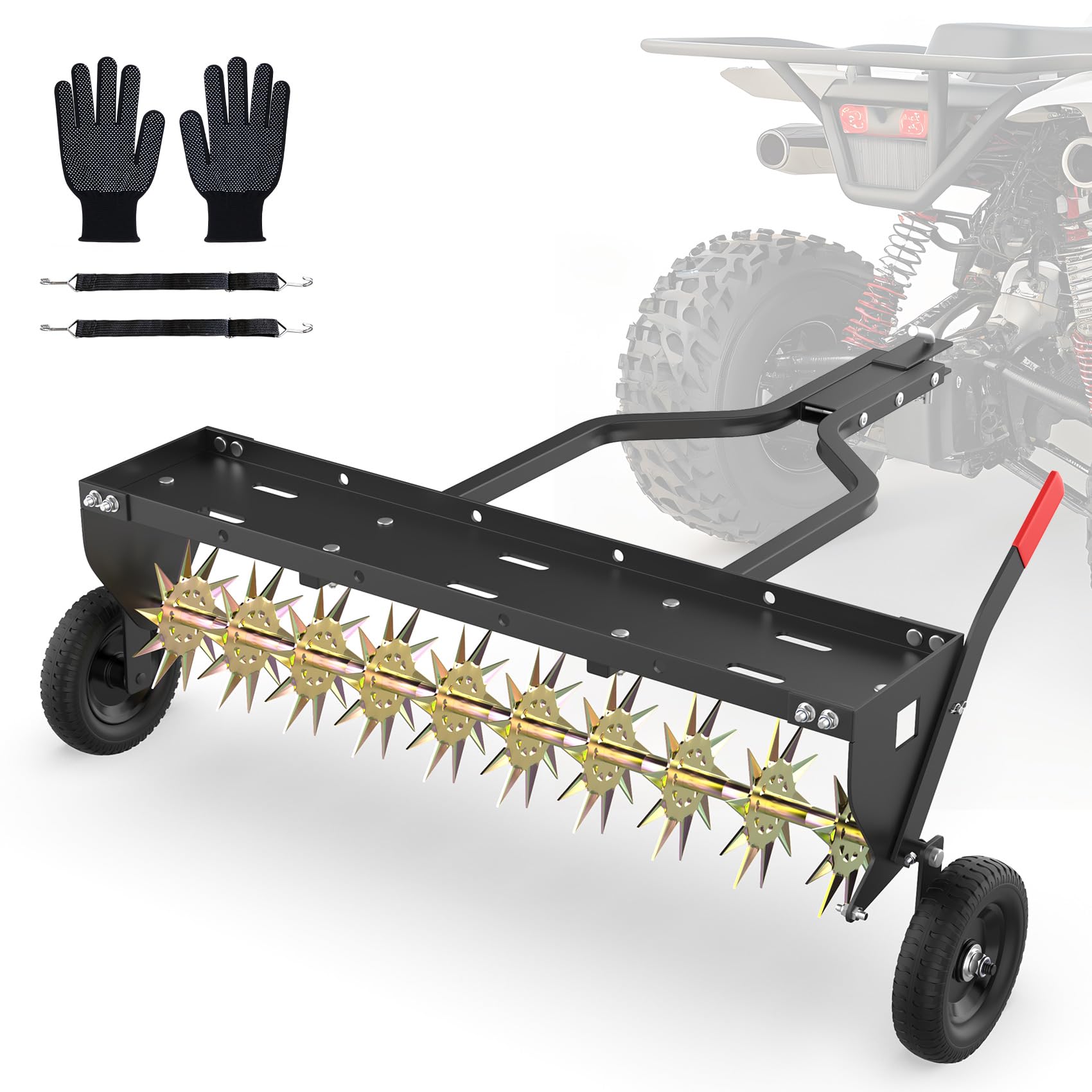 Seeutek 40Inch Tow Behind Spike Aerator - Heavy Duty Rolling Lawn Aerators